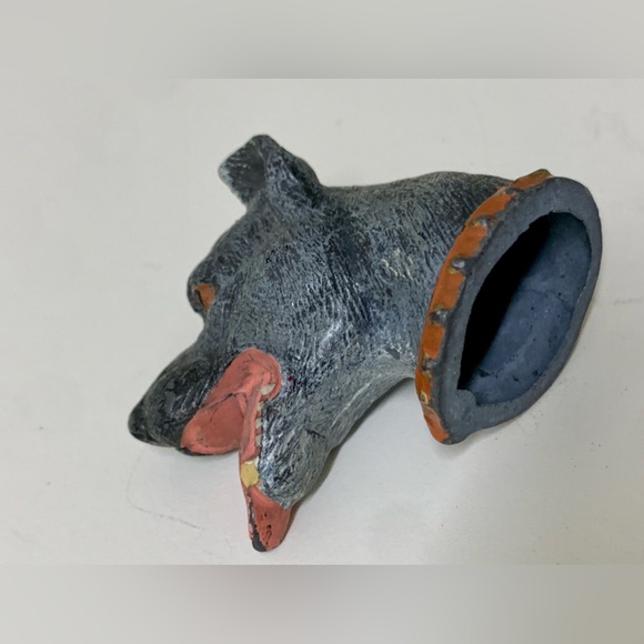 Antique Heavy Metal Decorative Figural Dog Head Cane Topper Cap Brutalist - Picture 11 of 16